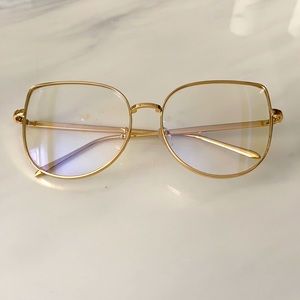Oversized blue blocker cat eye frames